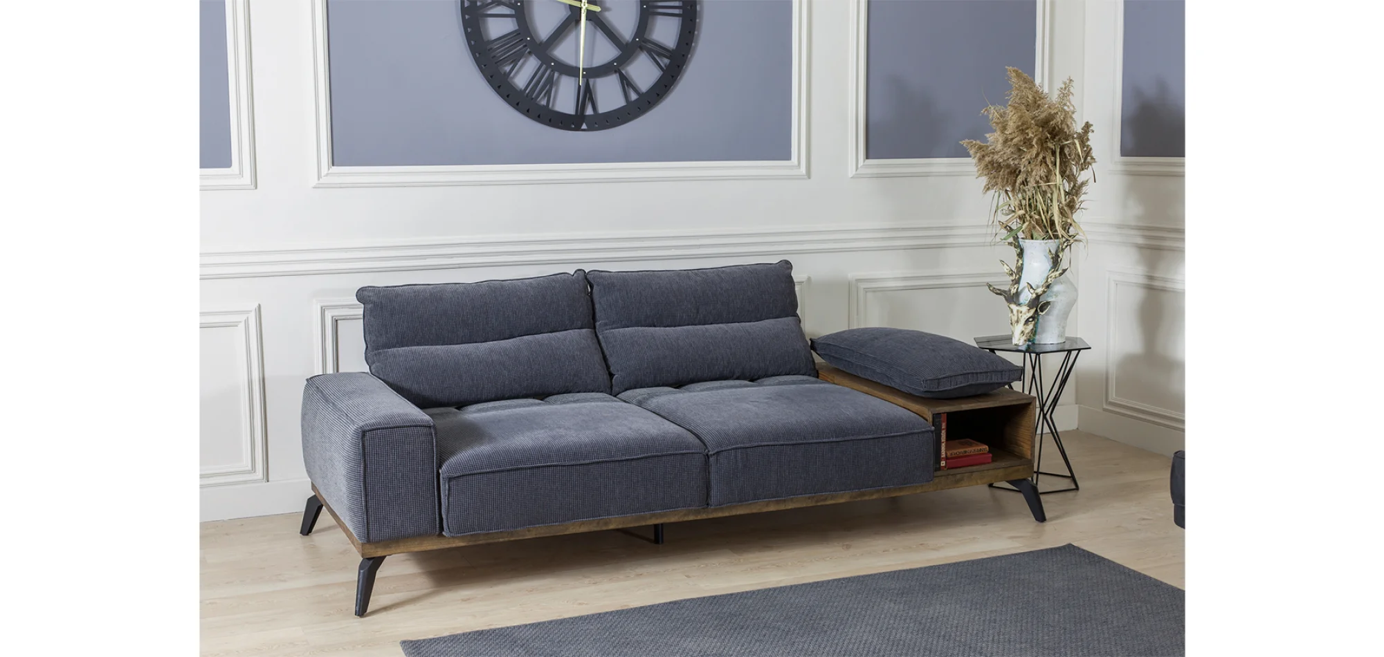 Relax Ahşap Kollu 3lü Koltuk