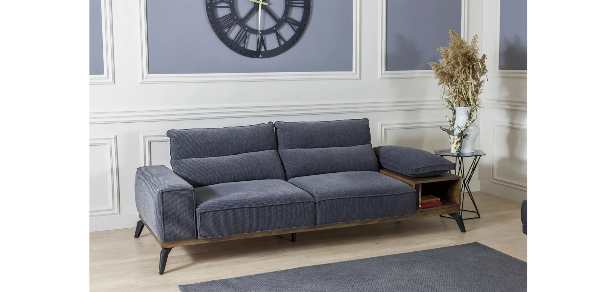 Relax Ahşap Kollu 3lü Koltuk