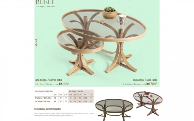 Buket Orta ve Yan Sehpa 2li Set