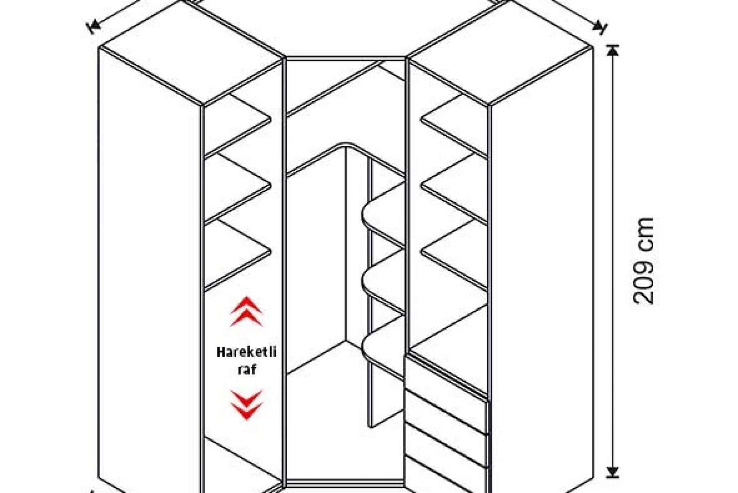 Aura Köşe Dolap (Seçenek 808)
