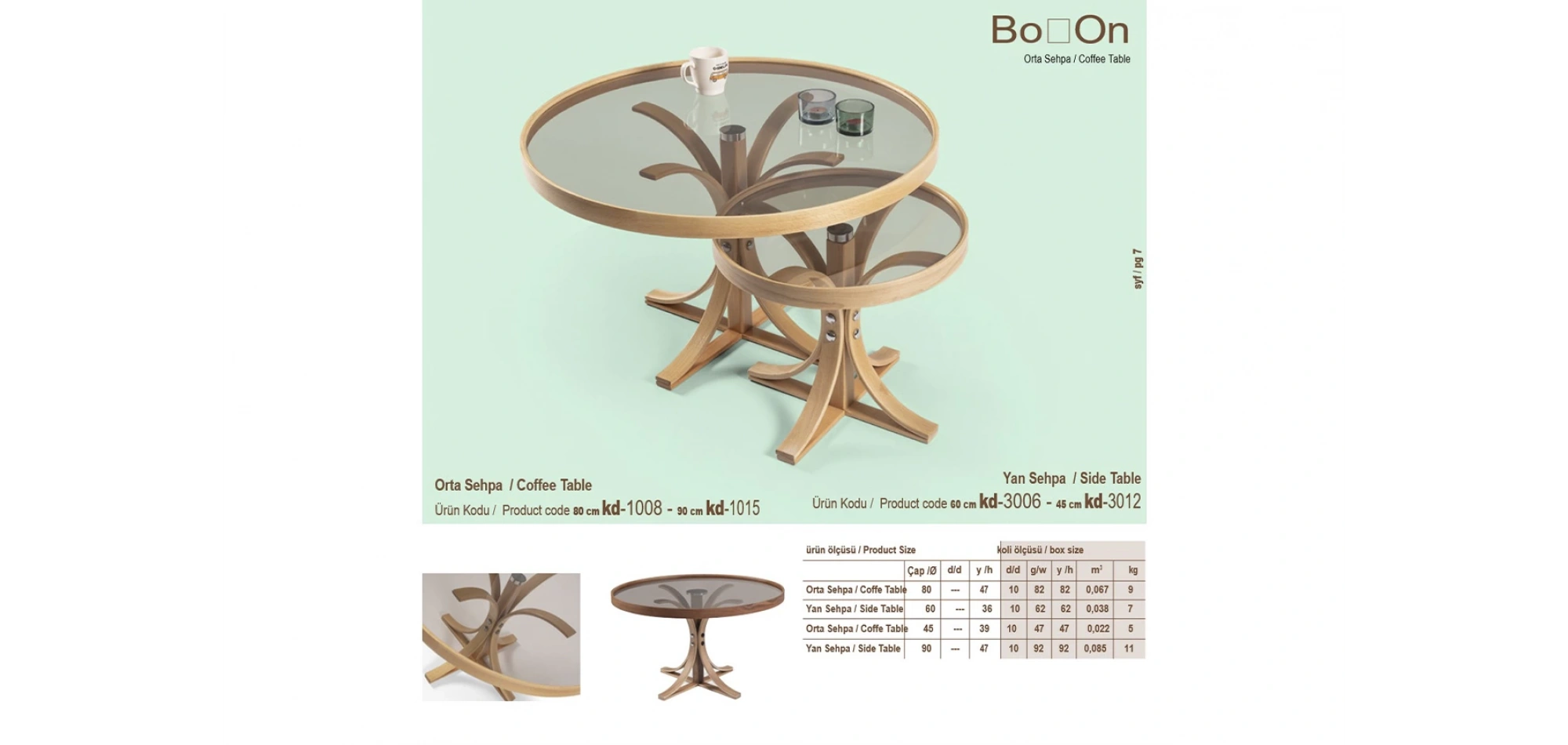 Boston Orta ve Yan Sehpa 2li Set