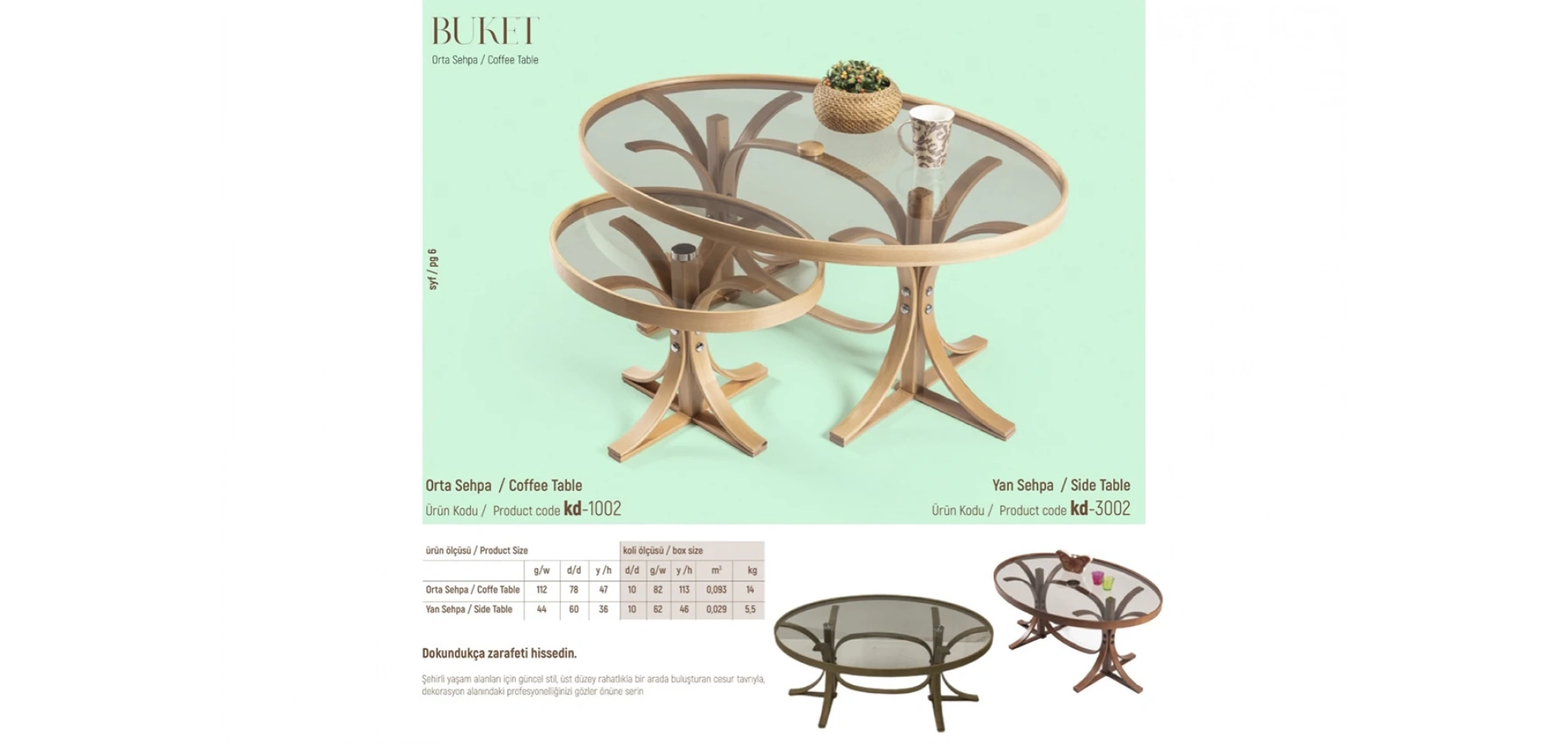 Buket Orta ve Yan Sehpa 2li Set