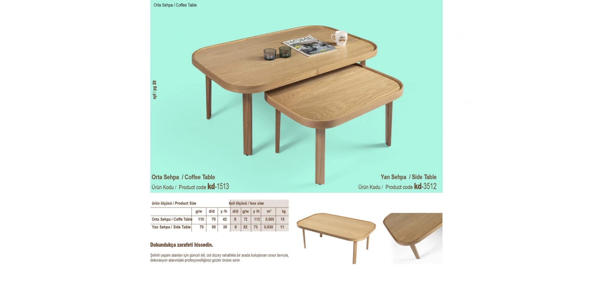 Verona Orta ve Yan Sehpa 2li Set