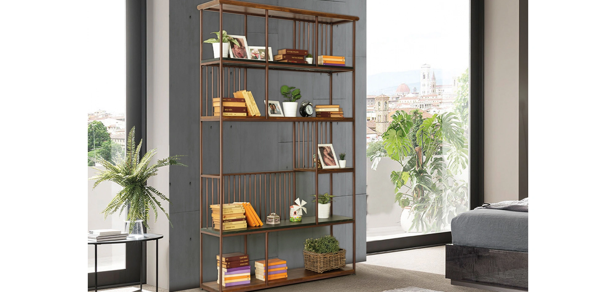 Bodrum Kitaplık Bakır Eskitme