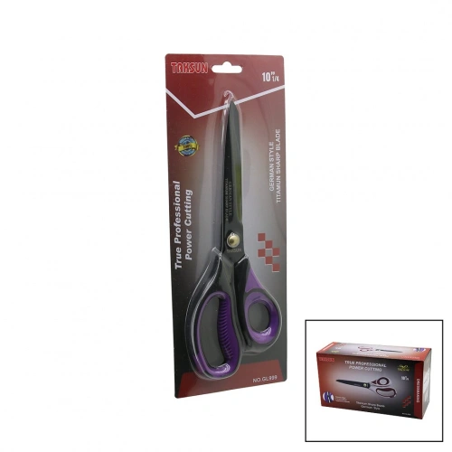 TAKSUN TRUE PROFESSIONAL GL-999 (10¼) TERZİ MAKASI (GERMANY=ALMAN SİTİL) (RENKLİ PLS.& SİLİKON ERGONOMİK SAP) (BAKIR PİM)*12X10