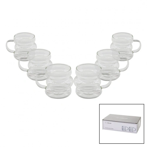 BAROTTİ DMR-8601 ( 6PCS ) ( 3 BOĞUMLU & ŞERİTLİ ) KAHVE YANI ( CAM ) BARDAK*40=K