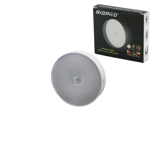 BİGPRO ( BEYAZ LED ) ( SENSÖRLÜ=0--3MT ) ( USB ŞARJLI ) YUVARLAK LAMBA ( ÇAP: 8.3CM & KALINLIK: 2CM )*200