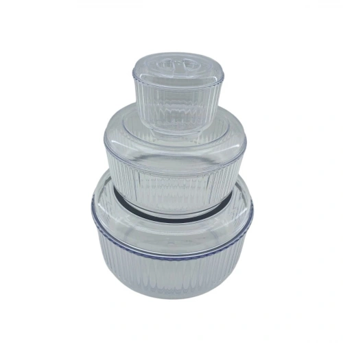 CRYSTAL WARE F-402 ( 3PCS SET ) ( YUVARLAK & 4750ML ) SAKLAMA KABI ( MİKA & KRİSTAL PLASTİK ) ( 350ML & 1300 & 3100ML )*12=K