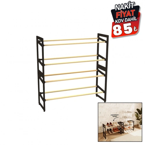 FİXWOOD 2046-1 ( 4 KATLI) AHŞAP AYAKKABILIK (8 AYAKKABILIK) (20X65X51CM) (ÇOK AMAÇLI RAF) (PORTATİF & VİDASIZ KOLAY MONTAJ)*10=K