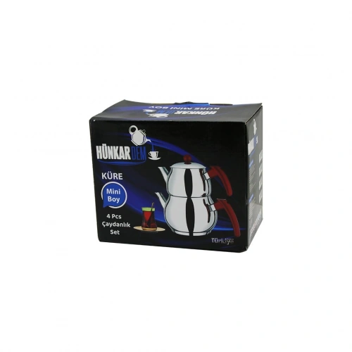 HÜNKAR DEM ( MİNİ ) ( KÜRE ) ( ÇELİK ) ÇAYDANLIK SETİ ( RENKLİ BAKALİT KULP ) ( ÜST DEMLİK: 0.75LT & ALT SULUK: 1.35LT ) ( KENDİNDEN SÜZGEÇLİ )*8
