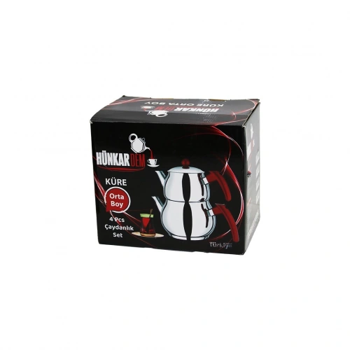 HÜNKARDEM ( ORTA BOY ) ( KÜRE ) ( ÇELİK ) ÇAYDANLIK SETİ ( RENKLİ BAKALİT KULP ) ( ÜST DEMLİK: 1LT & ALT SULUK: 2LT ) ( KENDİNDEN SÜZGEÇLİ )*8