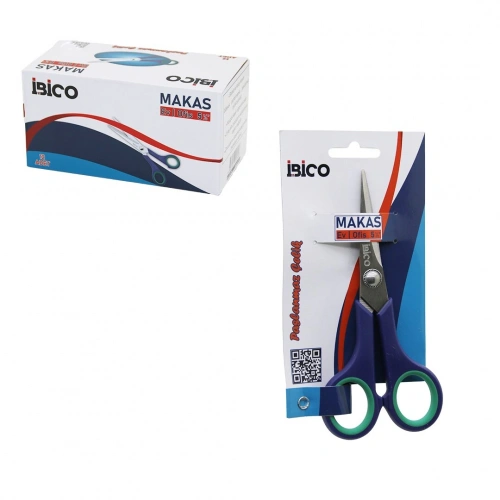 İBİCO İ20-014 İ120-014 ( 5 ½ & 14CM ) ( KÜÇÜK ) EV & OFİS MAKAS ( PASLANMAZ ÇELİK ) ( YEŞİL & LACİVERT KAUÇUK KAPLI ERGONOMİK SAP )*12X30