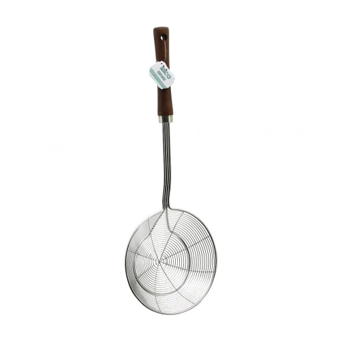 İBİCO İ22-298 ( 16CM ) ( AKASYA AHŞAP SAPLI ) ( ÇELİK METAL ) ( DERİN ) KEVGİR ( SAP: 27CM )*12X10