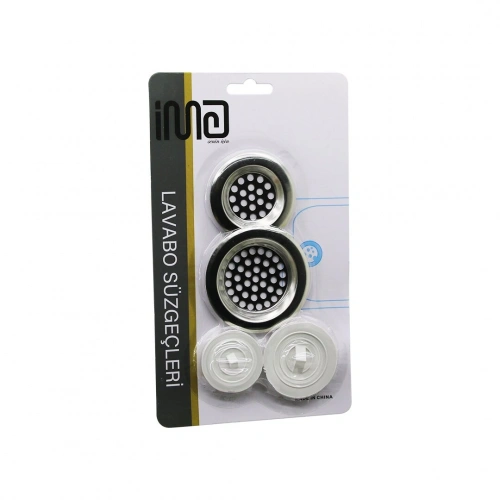 İM@-6391 ( 4PCS ) LAVABO SÜZGEÇ & TIPA SETİ ( 2AD - METAL SÜZGEÇ & 2AD - PLASTİK TIPA )*10X30