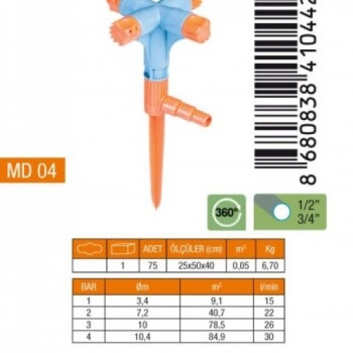 MEDALYAN MD-04 ( 4LÜ & NORMAL ) SPRINK FİSKİYE (KISA MEME)*5X15