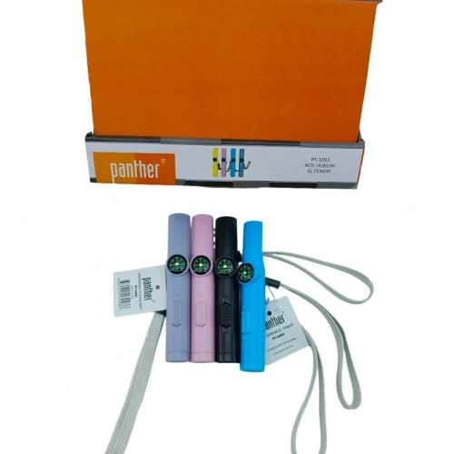 PANTHER PT-1092 (3İN1) DEPREM & ACİL DURUM EL FENERİ LAZER & DÜDÜK & PUSULA (RENKLİ PLS.& BİLEK ASKI İPLİ)*24X25