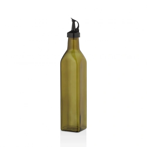 QLUX C-00407 ( YEŞİL ) ( CAM ) ORGANİK YAĞDANLIK ŞİŞE ( 750ML ) ( PLASTİK KİLİTLİ KAPAK )*12=K