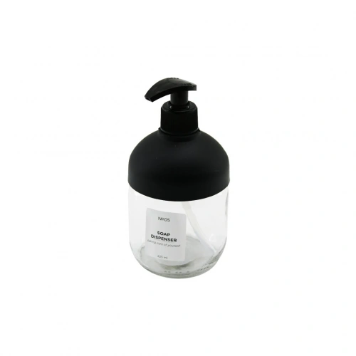 QLUX C-00550 CLARY ( CAM ) SIVI SABUNLUK ( SİYAH PLASTİK KAPAK & POMPA ) ( 425ML ) ( NO-05 SOAP DISPENSER )*12=K