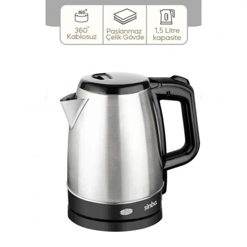 SİNBO SK-8015 ( ÇELİK ) KETTLE 1.7LT ( GİZLİ REZİSTANS & KABLOSUZ )*8