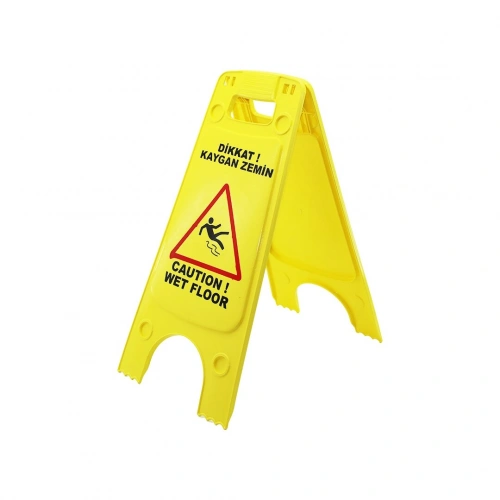 WERMOPLAST WP-978 ( DİKKAT ! KAYGAN ZEMİN ) UYARI LEVHASI (SARI PLASTİK) (ÇİFT YÖNLÜ) (YÜKSEKLİK: 63CM & EN: 21--25--30CM)*12=K