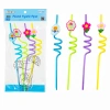 İBİCO İ17-032 ( 4PCS ) ( KIVRIMLI & RENKLİ PLASTİK ) PİPET ( FİGÜRLÜ=MİX )*240
