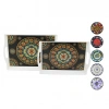 MENNUR HOME MNR-139 ( 2Lİ SET & DİKDÖRTGEN ) LOTUS TEPSİ (KULPLU RENKLİ DESENLİ) (22.2X30.4CM & 25.5X33.8CM)*12=K