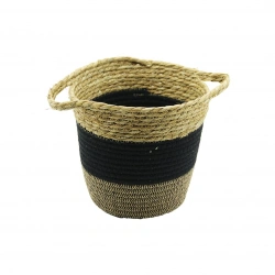 DMR HOME DMR-8554 (2IN1=İP ÖRGÜLÜ & HASIR) ÇİFT KULPLU SEPET & ORGANİZER (Ç-TABAN:17CM--AĞIZ:24CM & Y: 22CM)*30