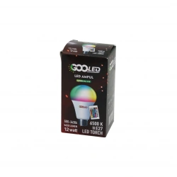 GOOLED NO-L12 GOO-34306 ( 12W ) ( KUMANDALI ) (RGB=RENKLİ) LED AMPUL (E27) (5450 LUMEN) (6500K) (15.000 SAAT ÖMÜR)*100