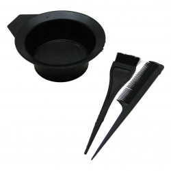 HELMAX HM-012 ( 3PCS ) SAÇ BOYAMA SETİ ( TARAK & FIRÇA & KASE ) ( SİYAH PLASTİK )*10X20