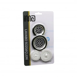 İM@-6391 ( 4PCS ) LAVABO SÜZGEÇ & TIPA SETİ ( 2AD - METAL SÜZGEÇ & 2AD - PLASTİK TIPA )*10X30