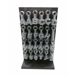 KRT-1072 ( GÜMÜŞ TAŞLI & HARFLİ ) ANAHTARLIK ( STANDLI )*288X2