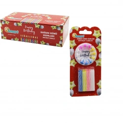 KSMART K-1094  ( 24PCS ) ( İNCE ) ( RENKLİ ) DOĞUM GÜNÜ MUMU ( RENKLİ PLASTİK TUTACAK )*24X24