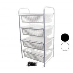 LALEZAR LZR-506 ( 4 KATLI ) ( ÇEKMELİ SEPET ) SEBZELİK & MEYVELİK ( TEKERLEKLİ ) ( METAL KASA ) ( PLASTİK SEPET )*4=K