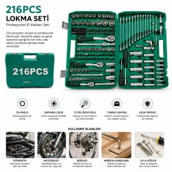 TOOLS MAN ( 216PCS ) LOKMA SETİ ( LOKMA & SOKET & BİTS ADAPTÖR & 3AD.CIRCIR KOLU ) ( PLASTİK ÇANTALI )*4