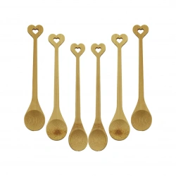 ZHU ZHİ YUAN DMR-8465 ( 6PCS & YUVARLAK & KALP FİGÜR SAPLI  ) AHŞAP BAMBU ( ÇAY KAŞIK ) SETİ*500