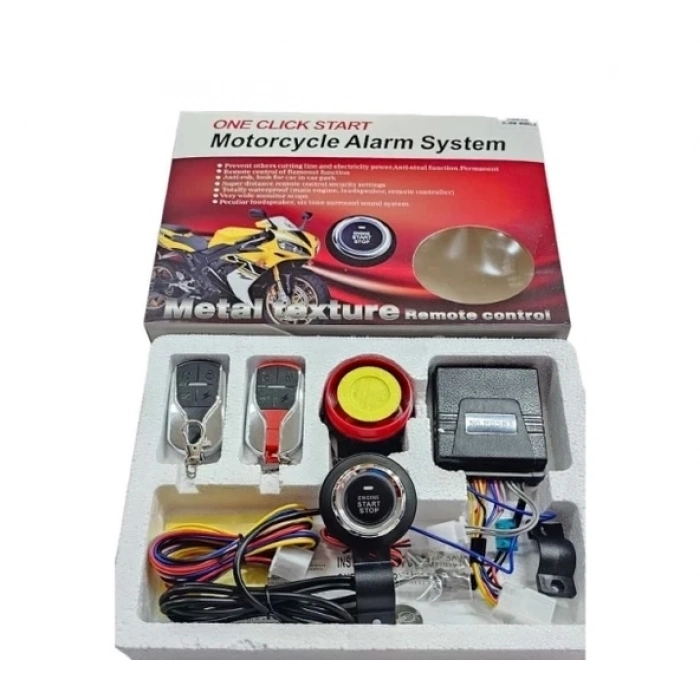 Motosiklet Uzaktan Çalıştırma+Start-Stop Düğmeli Alarm Seti