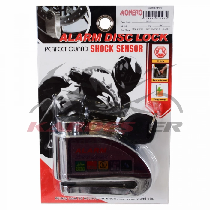 DİSK KİLİT - DÜZ ANAHTARLI - ALARMLI [KROM]