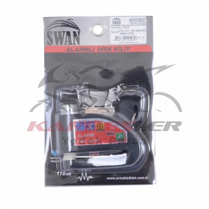 DİSK KİLİT - DÜZ ANAHTARLI - ALARMLI [SİYAH]