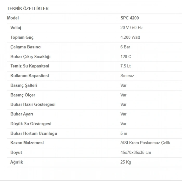 SPC 4200 Buharlı Temizlik Makinası