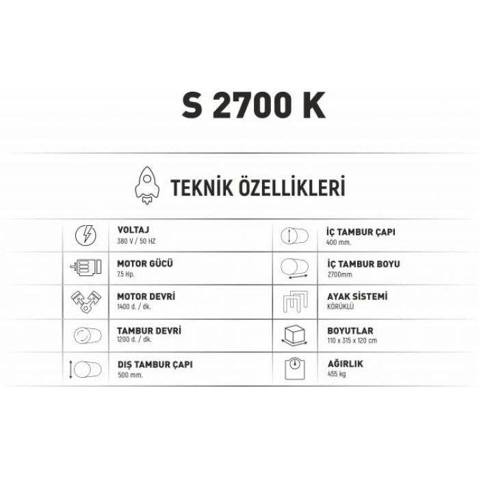 S 2700 K Halı Sıkma ve Kurutma Makinası