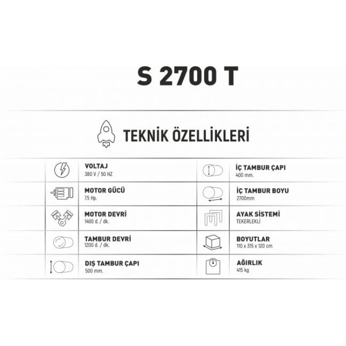 S 2700 T Halı Sıkma ve Kurutma Makinası