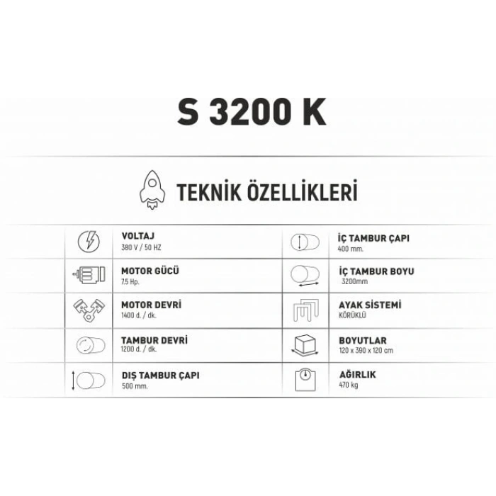 S 3200 K Halı Sıkma ve Kurutma Makinası