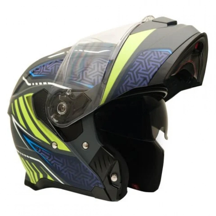 GP MY HELMET MKS002-RGBY Güneş Vizörlü Şeffaf Çene Açılır Motosiklet Kaskı