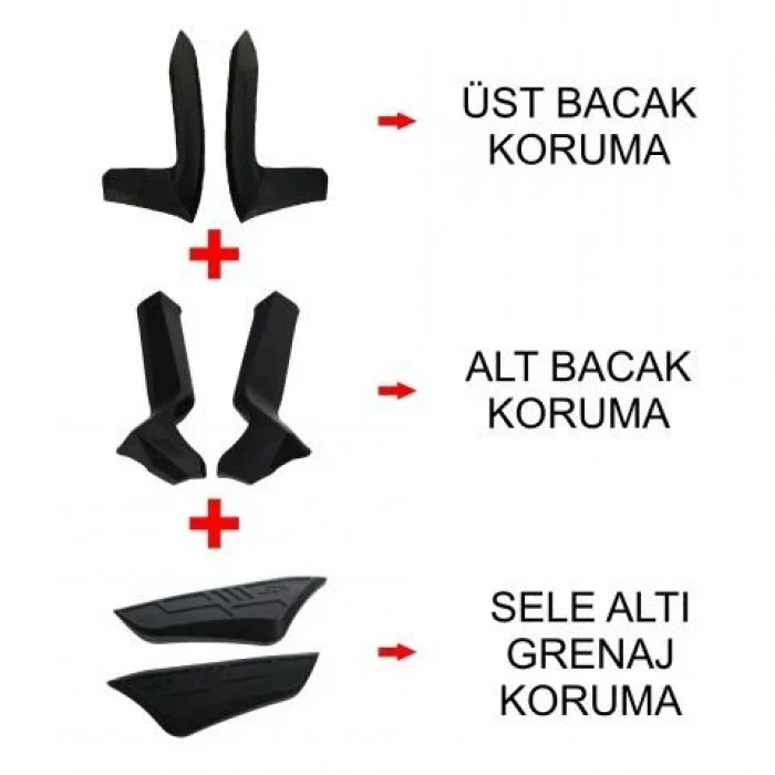 GP Kompozit Honda Forza 250 2023-2025 Uyumlu Üst/Alt Bacak ve Grenaj Koruma Seti Siyah