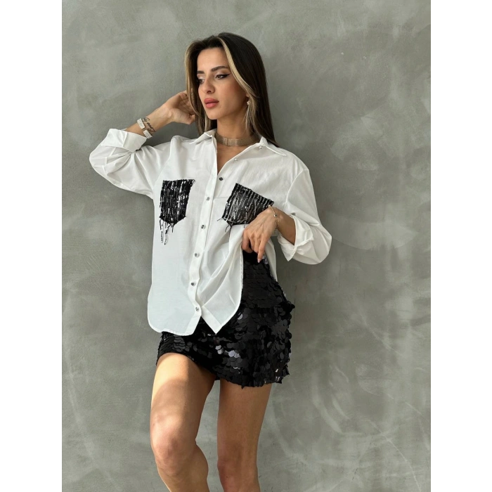 Cepleri Pullu Gömlek