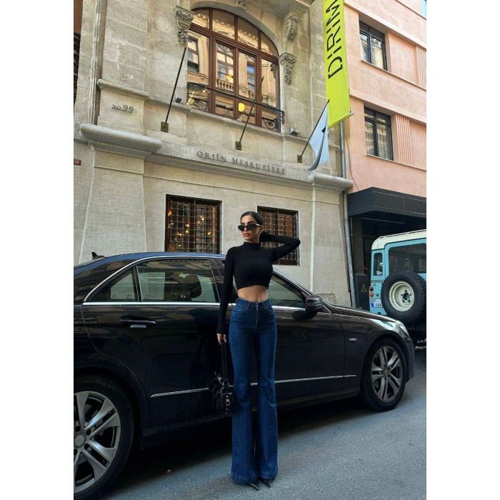 Likralı İspanyol Paça Pantolon