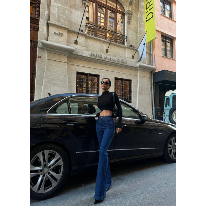 Likralı İspanyol Paça Pantolon