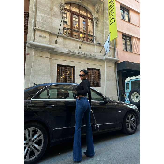 Likralı İspanyol Paça Pantolon