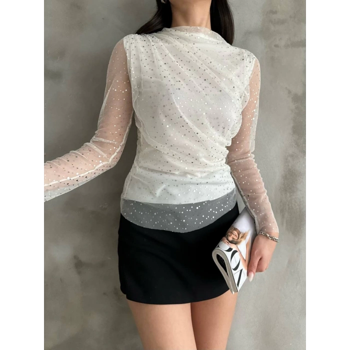 Puantiyeli Tül Bluz