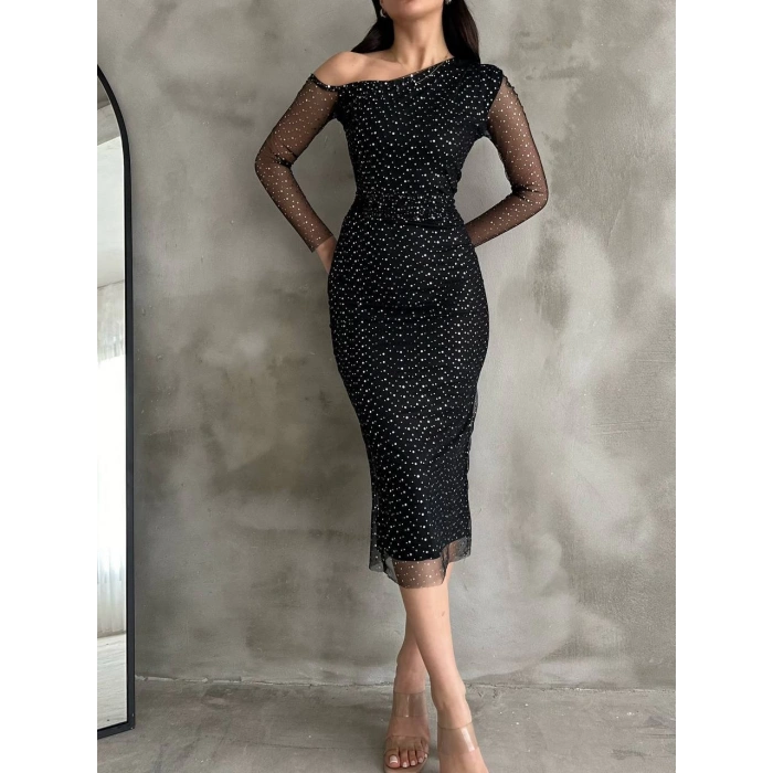 Puantiyeli Tül Elbise